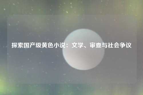 探索国产级黄色小说：文学、审查与社会争议